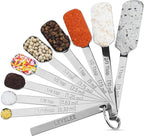 Measuring Cups and Spoons Set 17, 7 Stainless Steel Measuring Cup Set, 9 Spice Long Measuring Spoons with 1 Leveler for Kitchen and Baking, 18/8 Steel Dry Metric Measure Cups &Spoons Set
