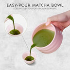 Pink Matcha Set, 8 Pcs Matcha Whisk Set with Porcelain Sakura Tea Cup, Matcha Bowl, Whisk and Holder, Bamboo Scoop, Scoop Rest, Sifter, Tea Mat - Gift for Matcha Lover