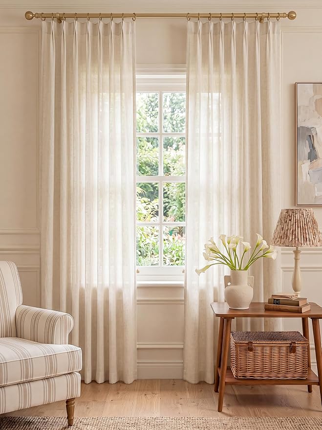 Liz Pinch Pleated Linen Curtains 92 Inches Long - Image 3