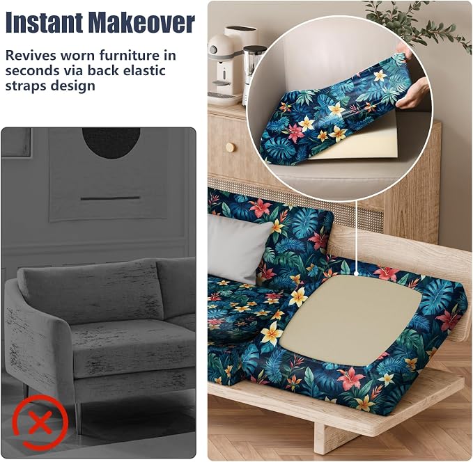 8Pcs Stretch Patio Cushion Covers, Outdoor Couch & Sofa Replacements Slipcovers - Image 5