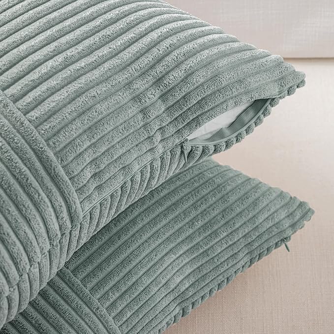 Fancy Homi 2 Packs Grey Blue Lumbar Decorative Throw Pillow Covers 12x20 Inch - Image 4