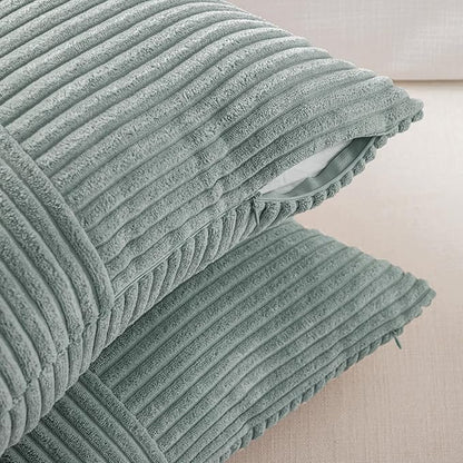 Fancy Homi 2 Packs Grey Blue Samll Decorative Throw Pillow Covers 12x12 Inch - Image 4