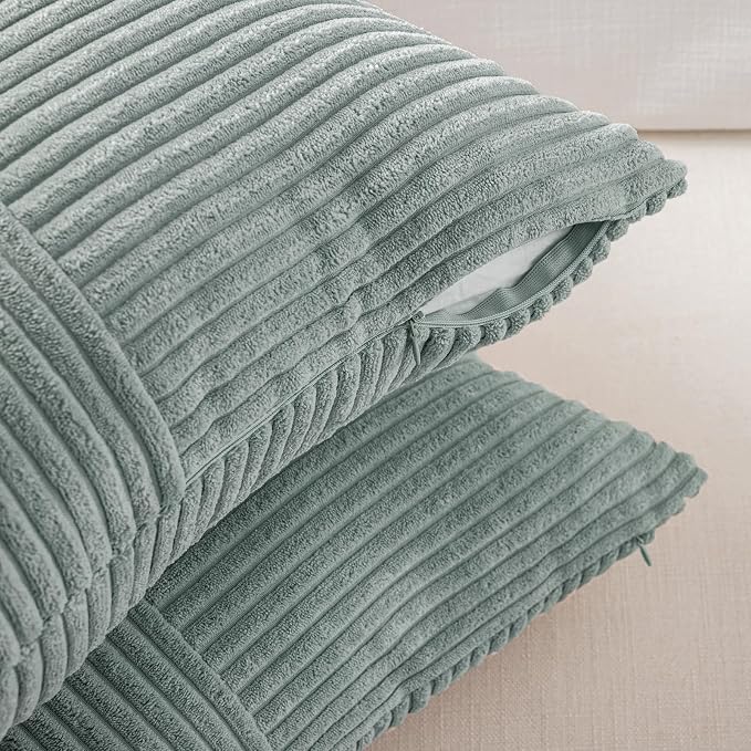 Fancy Homi 2 Packs Grey Blue Lumbar Decorative Throw Pillow Covers 16x26 Inch - Image 4