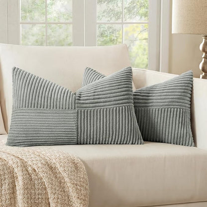 MIULEE Silver Grey Decorative Lumbar Throw Pillow Covers 12x20 Inch by MIULEE