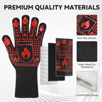 BBQ & Grill Gloves, Oven Gloves, 1472°F Silicone Oven Mitts Heat Resistant Grilling Gloves Fireproof Non-Slip for Barbecue Cooking Baking Smoking, 1-Pair Red（L）