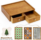 15.8"L X 11.8"W X 4"H Wooden K cup Holder, Coffee Pod Organizer Storage Box, Desktop Kitchen Storage with 2 Drawers, 30/40/60 Pod Capacity, Natural