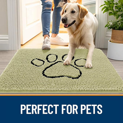 OLANLY Dog Door Mat for Muddy Paws 48x30, Paw Print Design Chenille Mud Mat | - Image 6