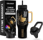 Coldest 40 oz Tumbler with Handle and Straw - 100% Leak Proof Insulated Tumbler with Lid and Straw (3 Lids) - Stainless Steel Tumblers for Women & Men - Cup Holder Friendly Base, 36 oz (Zen)