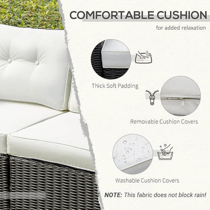 Outsunny 2 Piece Patio Wicker Corner Sofa Set, Outdoor PE Rattan Furniture - Image 5