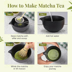 Matcha Whisk Set,includes Matcha Bowl,Matcha Whisk and Holder by Bamboo, Spout, Matcha Sifter Strainer Spoon Scoop Chasen Holder Towel- Perfect Japanese Matcha Set(8 Pcs black)