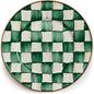 MACKENZIE-CHILDS Enamel Salad and Dessert Plate, Small Plate for a Dessert or Appetizer Dish, 8 Inches, Green-and-White Emerald Check