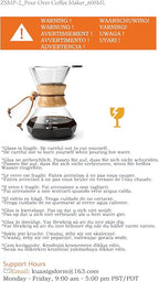 Pour Over Coffee Maker with Stainless Steel Filter, 20 oz Borosilicate Glass Coffee Carafe, Wooden Collar, Coffee Maker Carafe, Hold 3-4 Cups, 600 ml, Clear