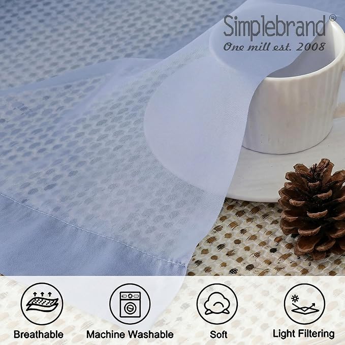 Simplebrand Denim Sheer Curtains 84 Inches Long, Light Filtering Rod Pocket - Image 5