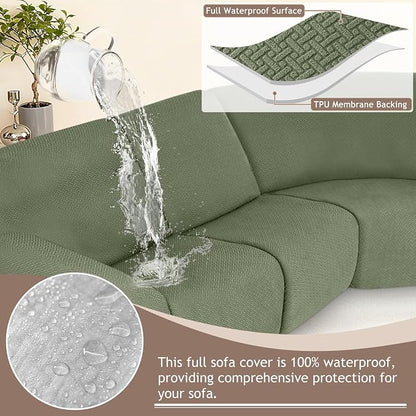 ALIECOM 100% Waterproof Recliner Sectional Couch Covers L Shape Stretch Corner - Image 4