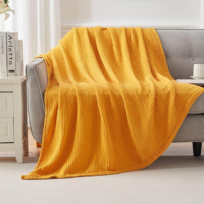 EMME Muslin Blankets for Adults Throw Blanket for Couch Breathable Gauze Soft - Image 7