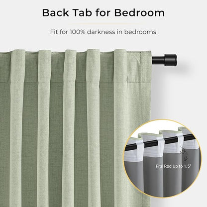 INOVADAY Sage Green Curtains 100% Blackout Curtains - Image 4