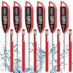 6 Set Waterproof Food Thermometer for Water, Liquid, Candle and Cooking Digital Meat Thermometer with Long Probe Instant Read for Kitchen BBQ Grill Candy (Red)