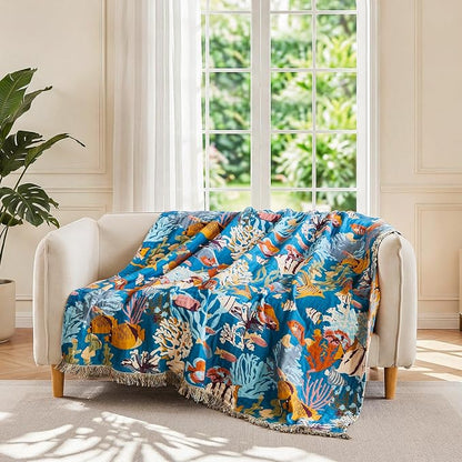 LUTBM Throw Blanket for Couch Sofa 100% Cotton Blankets for Bedroom Living Room - Image 2