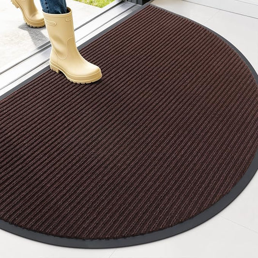 OLANLY Half Circle Front Door Mat 47x32, Waterproof Heavy-Duty Doormat | Brown by OLANLY