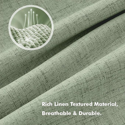 MIULEE 100% Blackout Linen Curtains 42 x 72 Inch Sage Green 2 Panels | Thermal - Image 3