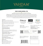 VAHDAM, Vedic Kadha Herbal Tea Bags (100 Ct) Caffeine Free, 100% Real Ingredients - Turmeric, Black Pepper, Amla, Tulsi, Ginger, Cloves | Pure Herbal Tisane - Earthy, Savory | Resealable Ziplock Pouch