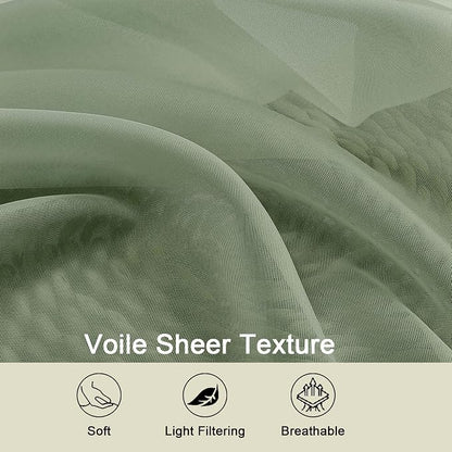 Sage Green Sheer Curtains 84 Inches Long 2 Panels Set - Image 4