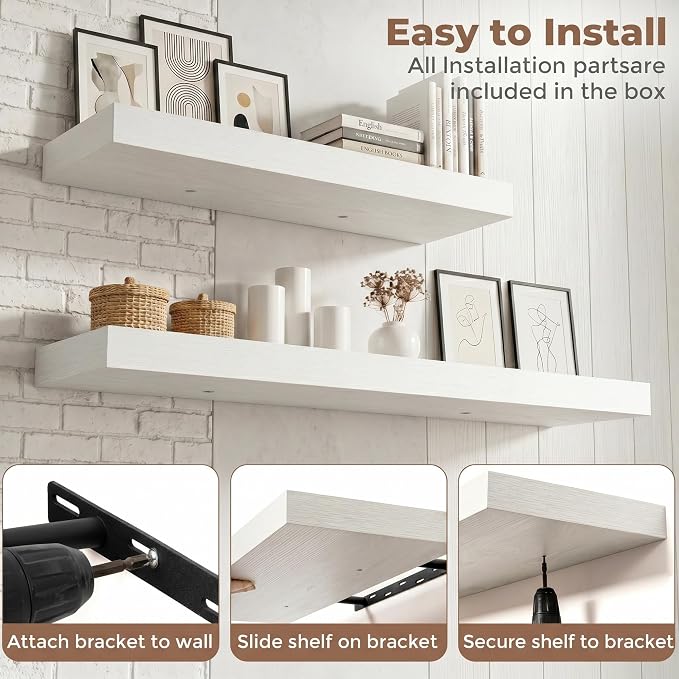 FLYJOE Floating Shelves for Wall, 72 Inch Floating Shelves Set of 2, Kitchen - Image 6