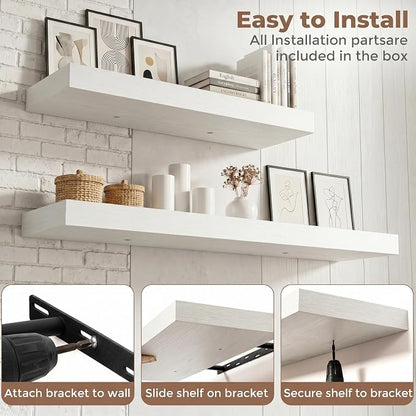 FLYJOE Floating Shelves for Wall, 72 Inch Floating Shelves Set of 2, Kitchen - Image 6