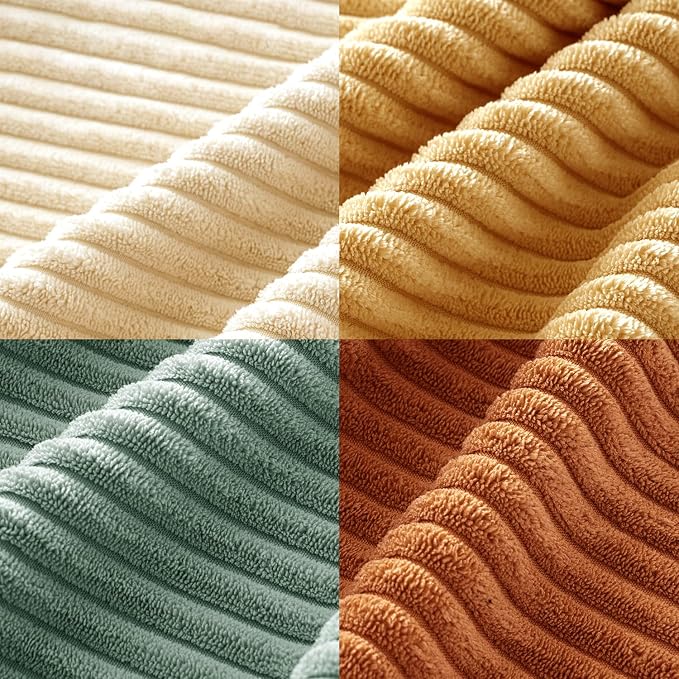MIULEE Soft Corduroy Decorative Throw Pillow Covers Orange Teal 20x20 | Set of 4 - Image 2