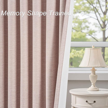 Topfinel Elegant Blush Pink 102 Inch Curtains 100% Blackout Linen Textured - Image 7