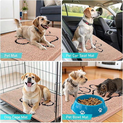 OLANLY Dog Door Mat for Muddy Paws 30x20, Paw Print Design Chenille Mud Mat | - Image 7