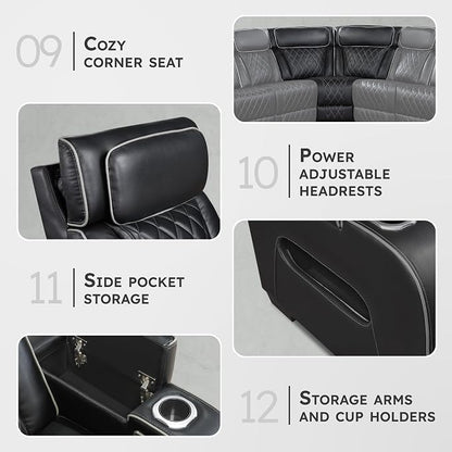 Lexicon 118" Power Reclining Sectional Sofa, Wall Hugger, 2 Recliner Seats - Image 5