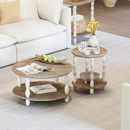 karlott Farmhouse Coffee Table, 30.3" Round Coffee Tables - Image 9
