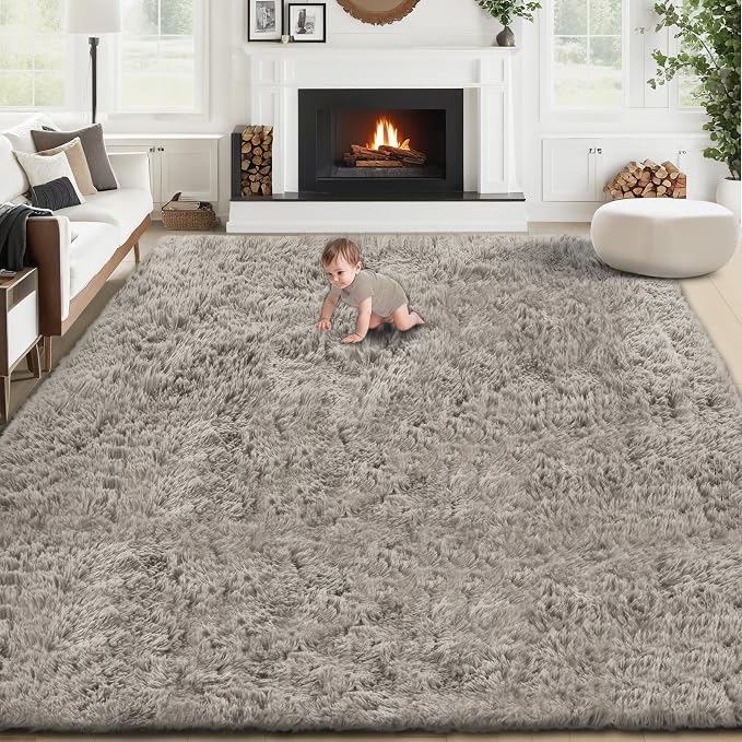 8x10 Area Rugs for Living Room: Fluffy Shag Soft Washable Rug Large Fuzzy Plush by VECARF
