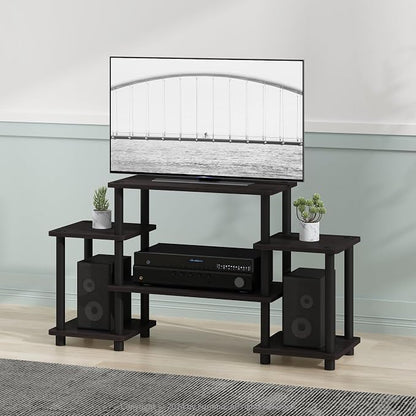 Furinno Turn-N-Tube No Tools Entertainment Center, Square corner, Dark Walnut - Image 2
