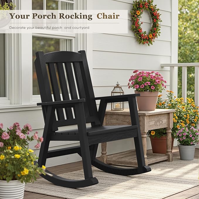 Greesum Outdoor Rocking Chair, 300lbs All-Weather Patio Rocker, Rust-Proof & - Image 7