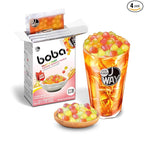 J WAY BOBA Authentic Instant Tapioca Boba Pearls for Milk Tea, Smoothies and Desserts, Tropical Fruit Flavor (Ready in Just 20 Seconds) - 4 Servings