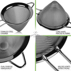 2 Pack Stainless Steel Small Food Strainer, Fine Mesh Sieve with Long Handle, Cocktail Strainer For Cocktails, Tea Herbs, Coffee & Drinks, Rust Proof & Great as Tea Strainer, 3.5inch
