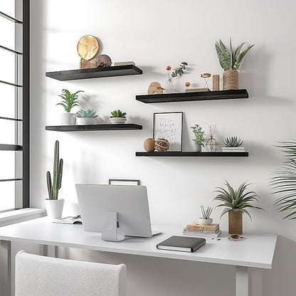 YYWUOJJ Wood Floating Shelves for Wall Decor, Rustic Wall Shelves for Bedroom - Image 6