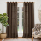 YoungsTex 102 Inches Long Brown Linen Curtains, Chocolate Semi Sheer Drapes by YoungsTex