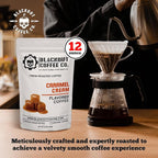 Blackout Coffee Caramel Cream Flavored Coffee - Ground Coffee, Fresh Roasted In the USA,12 oz pouch