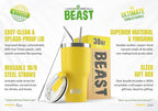 Beast 30 oz Tumbler Stainless Steel Vacuum Insulated Coffee Ice Cup Double Wall Travel Flask (Lemon)