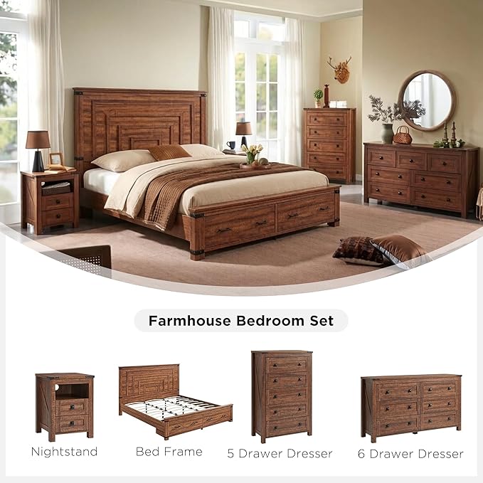 T4TREAM Farmhouse 6 Drawers Dresser - Image 6