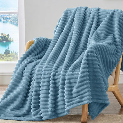 BEDELITE Ribbed Fleece Throw Blanket by BEDELITE