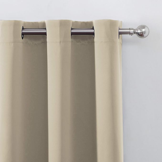 Blackout Curtains 42 x 95 inch/Beige Curtains Set of 2 Panels/Thermal Insulated - Image 7