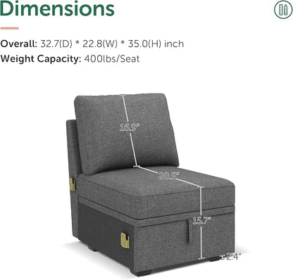 HONBAY Single Seat for Modular Sectional Sleeper Sofa - Image 3