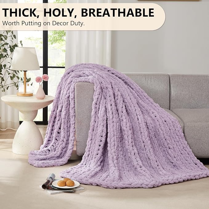 L'AGRATY Chunky Knit Throw Blanket - Image 6