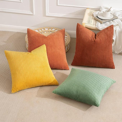 MIULEE Fall Decorative Throw Pillow Covers Yellow Rust Green 24x24 | Set of 4 - Image 8