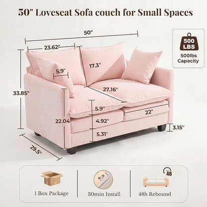 Loveseat Sofa with Cloud 3-Layer Cushion & 27" Deep Seat, Modern Love Seat - Image 2