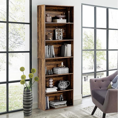 GRUSIGN 71" Tall 6-Tier Bookshelf, Large Open Display Bookcase by GRUSIGN